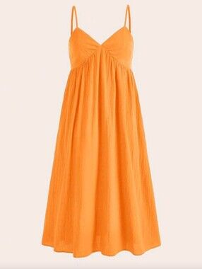 Sleeveless Orange V-Neck Maxi Dress